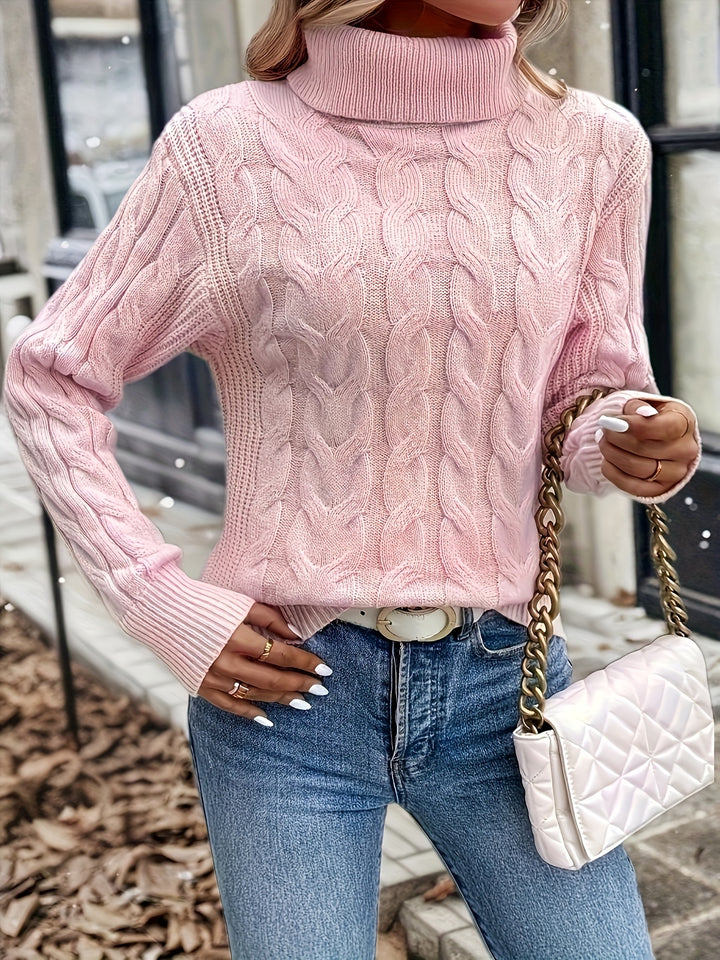 Liane | Weicher Zopfmuster-Pullover mit Rollkragen