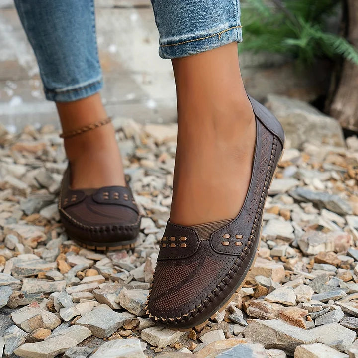 Jasmin | Damen Perforierte Komfort Slip On Loafer
