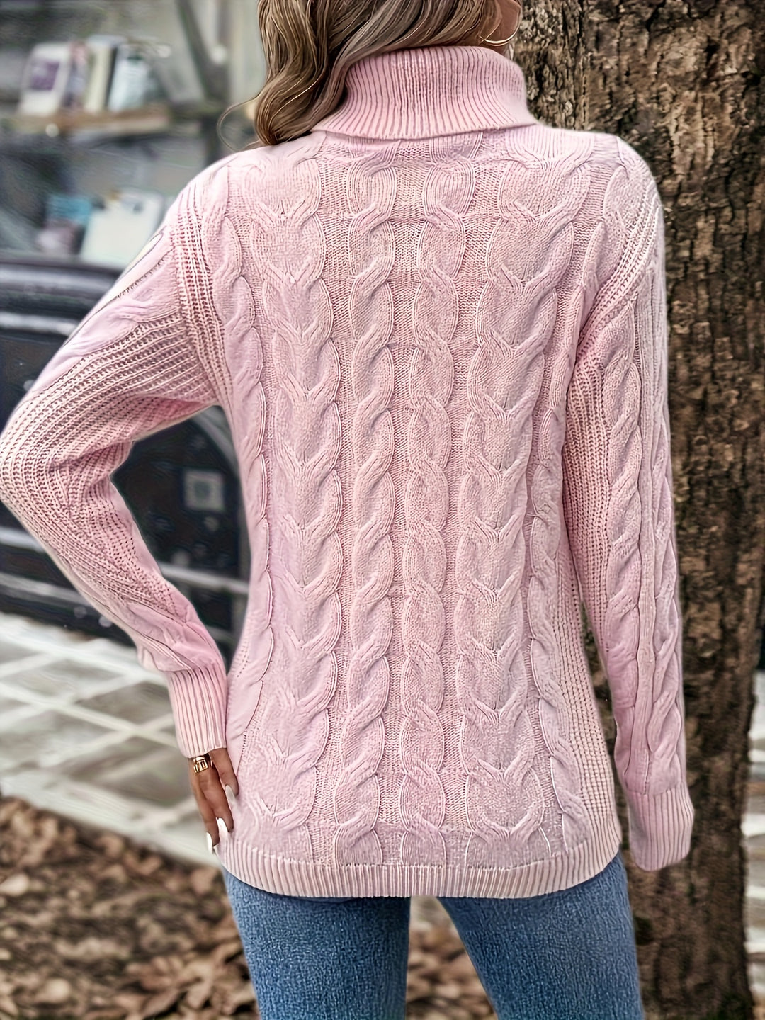 Liane | Weicher Zopfmuster-Pullover mit Rollkragen