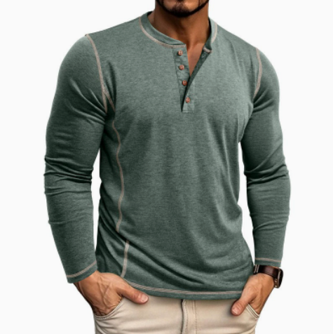 Emmerich | Markantes Henley-Shirt mit Kontrastnähten