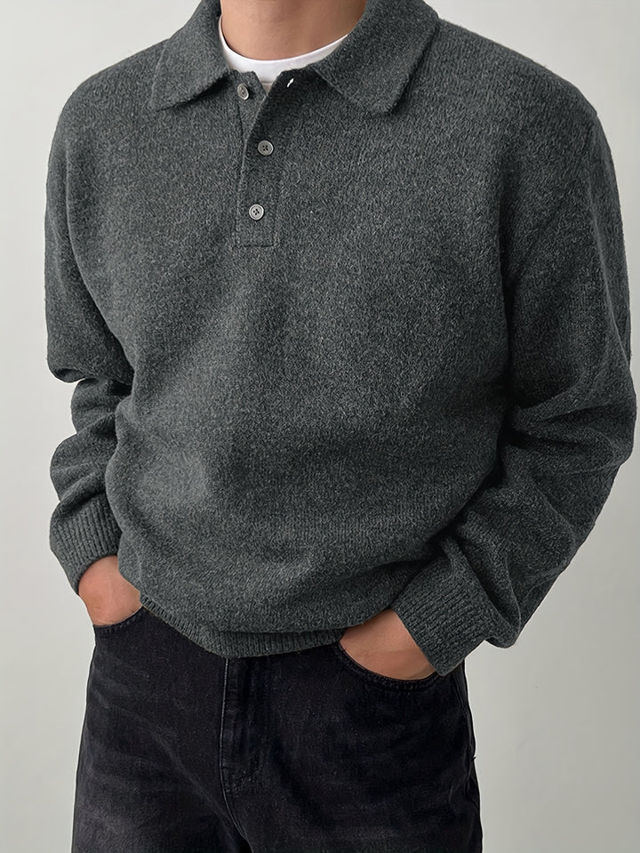 Wendelin | Weicher Strick-Poloshirt mit Kragen