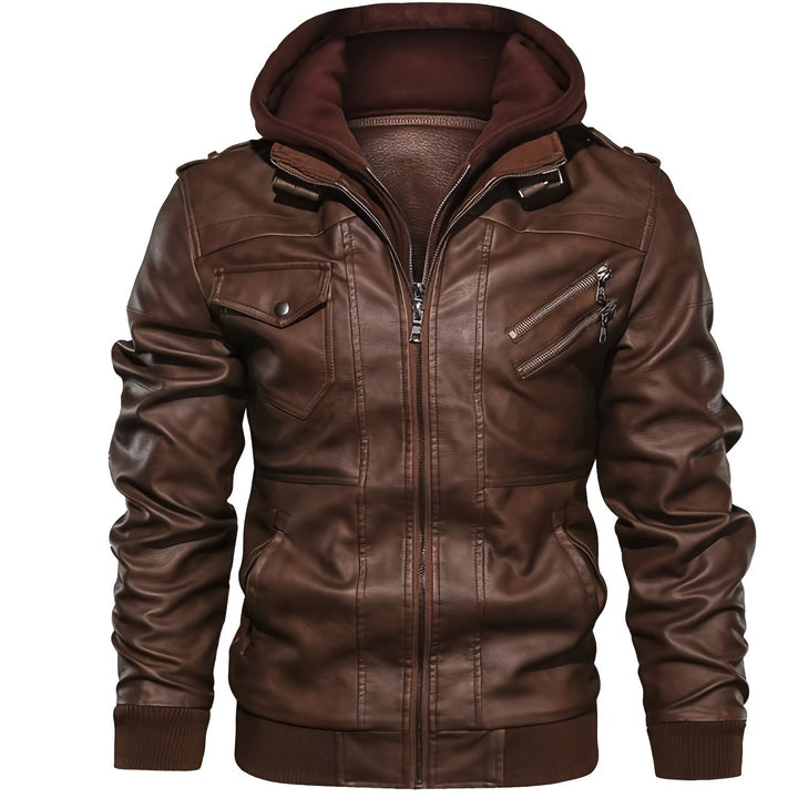 Torsten | Kapuzen-Bikerjacke mit Doppelreißverschluss
