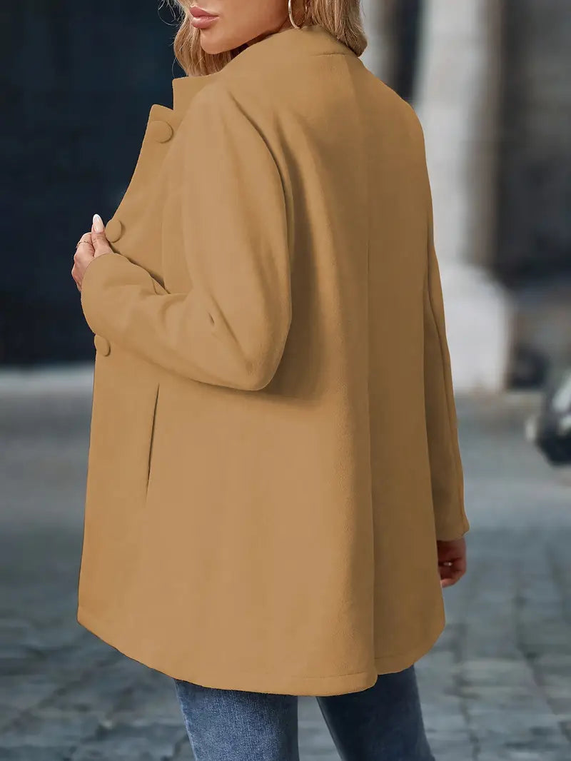Ilona | Eleganter Stehkragen-Mantel mit Knöpfen