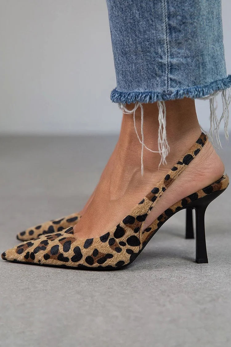 Silke | Spitze Slingback-Pumps mit Animal-Print