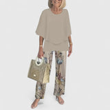 Angela | Damen Bedrucktes Zweiteiler Hosen Set