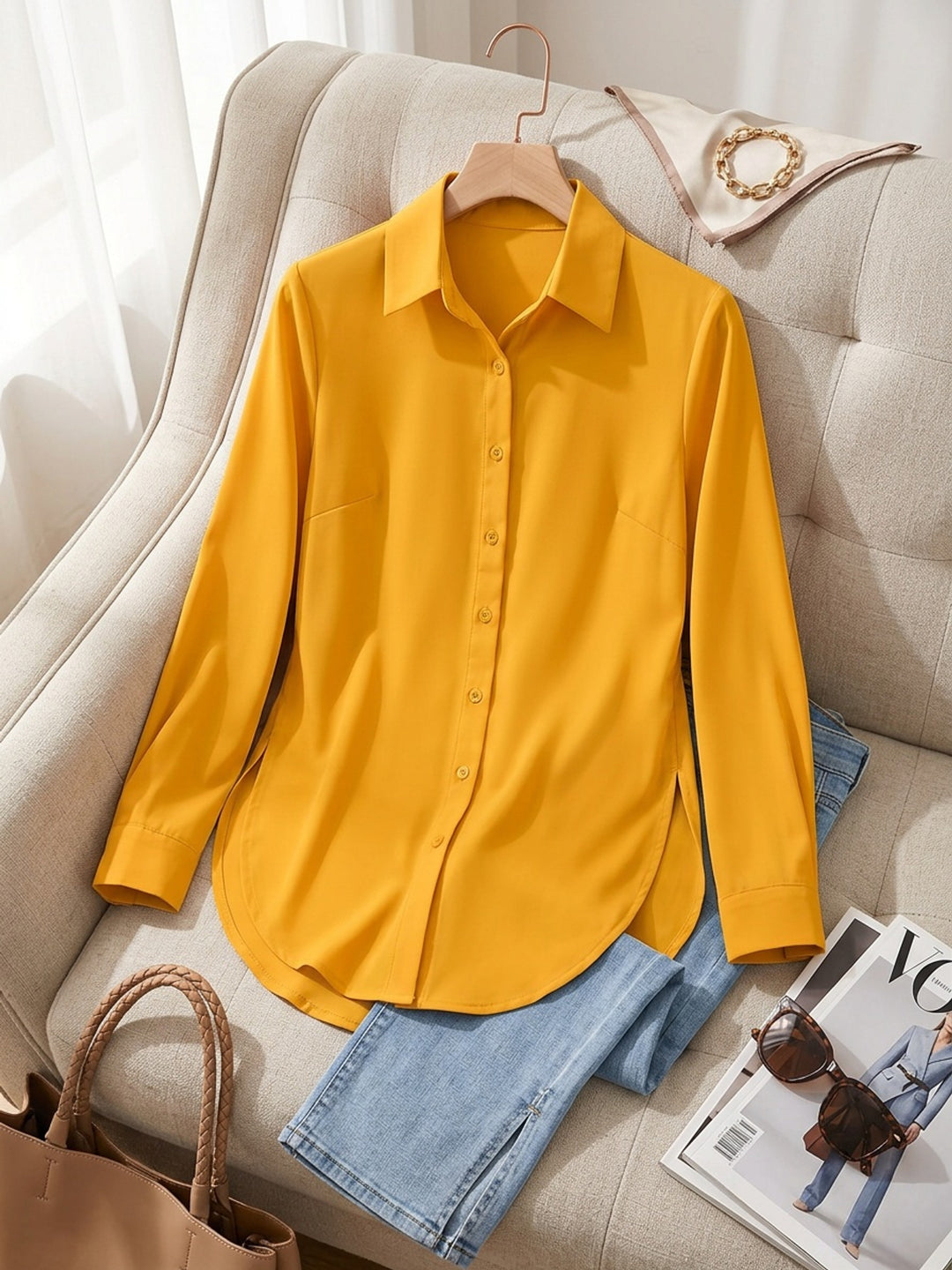 Almut | Elegante Longbluse mit Seitenschlitz