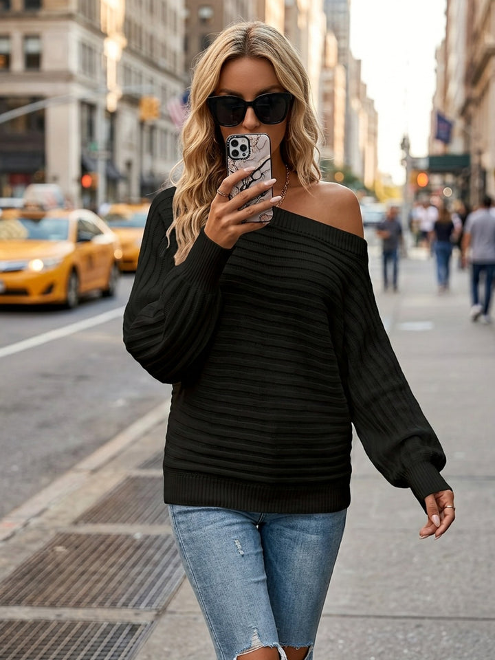 Wilma | Schulterfreier Struktur-Pullover