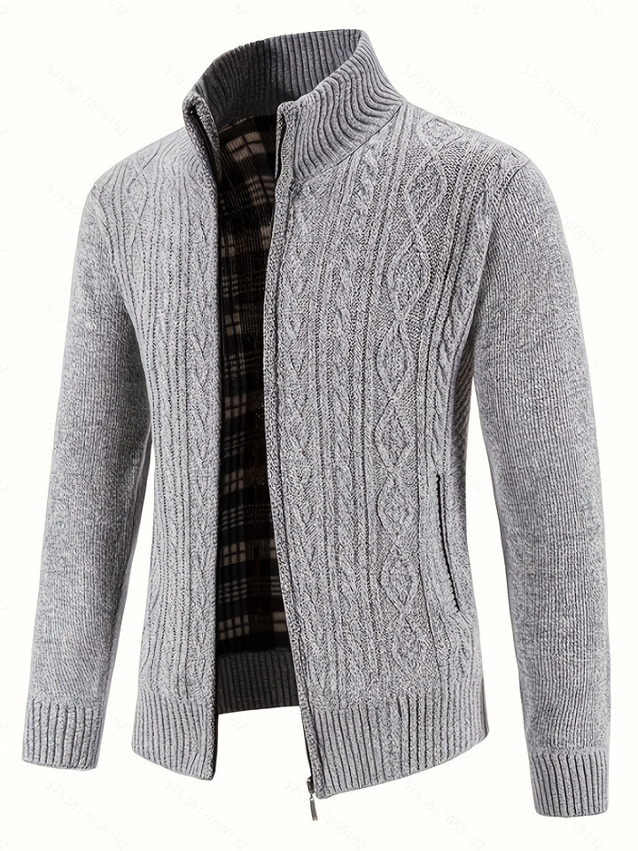 Björn | Strukturierte Strickjacke mit Stehkragen