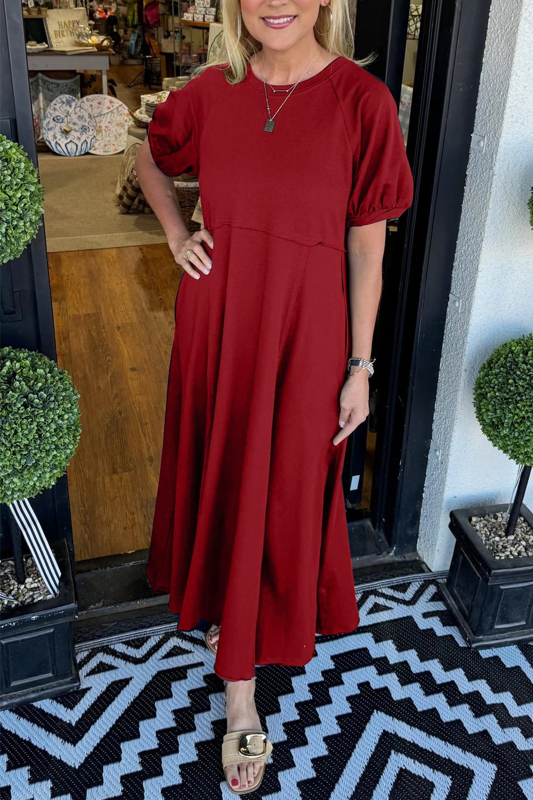 Annegret | Fließendes Puffärmel-Maxikleid