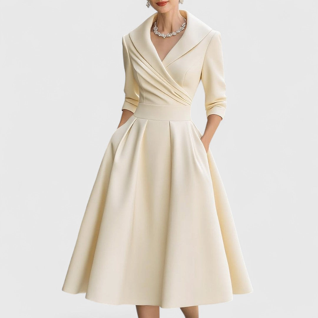 Ingrid | Elegantes Midikleid mit Taillengürtel