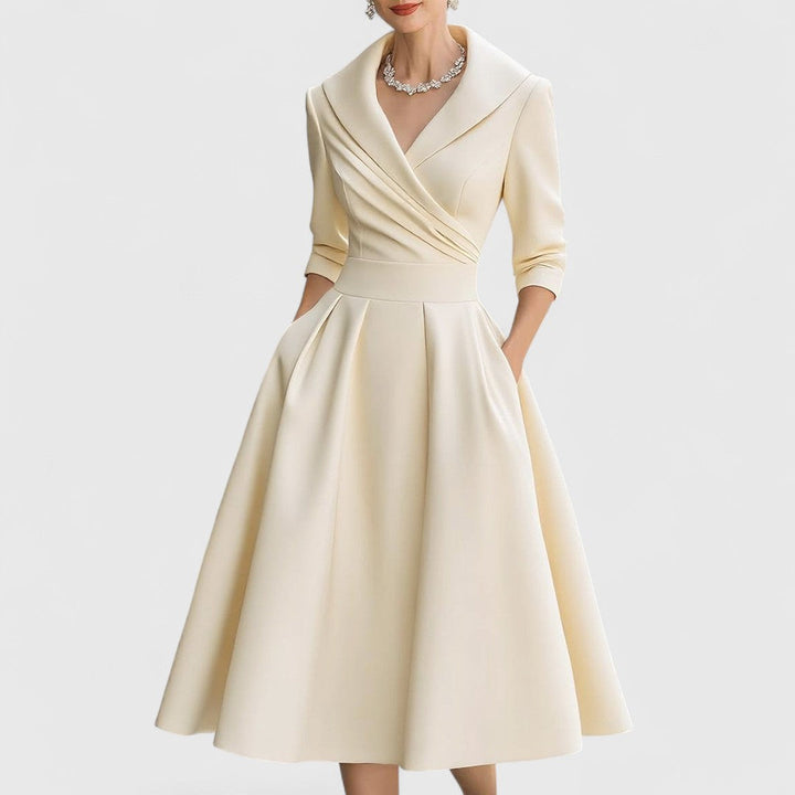 Ingrid | Elegantes Midikleid mit Taillengürtel