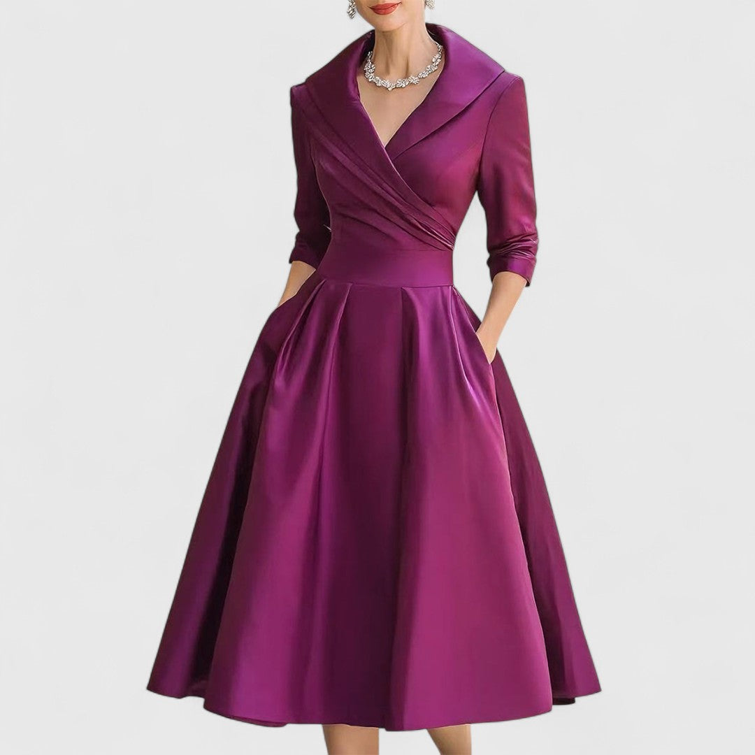 Ingrid | Elegantes Midikleid mit Taillengürtel