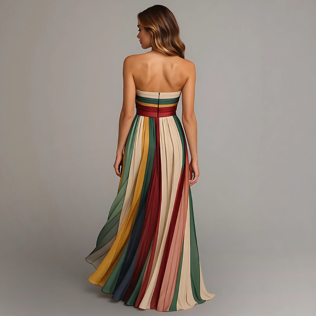 Cornelia | Fließendes Maxikleid mit Streifenmuster