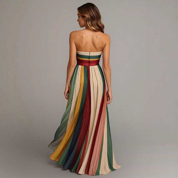 Cornelia | Fließendes Maxikleid mit Streifenmuster