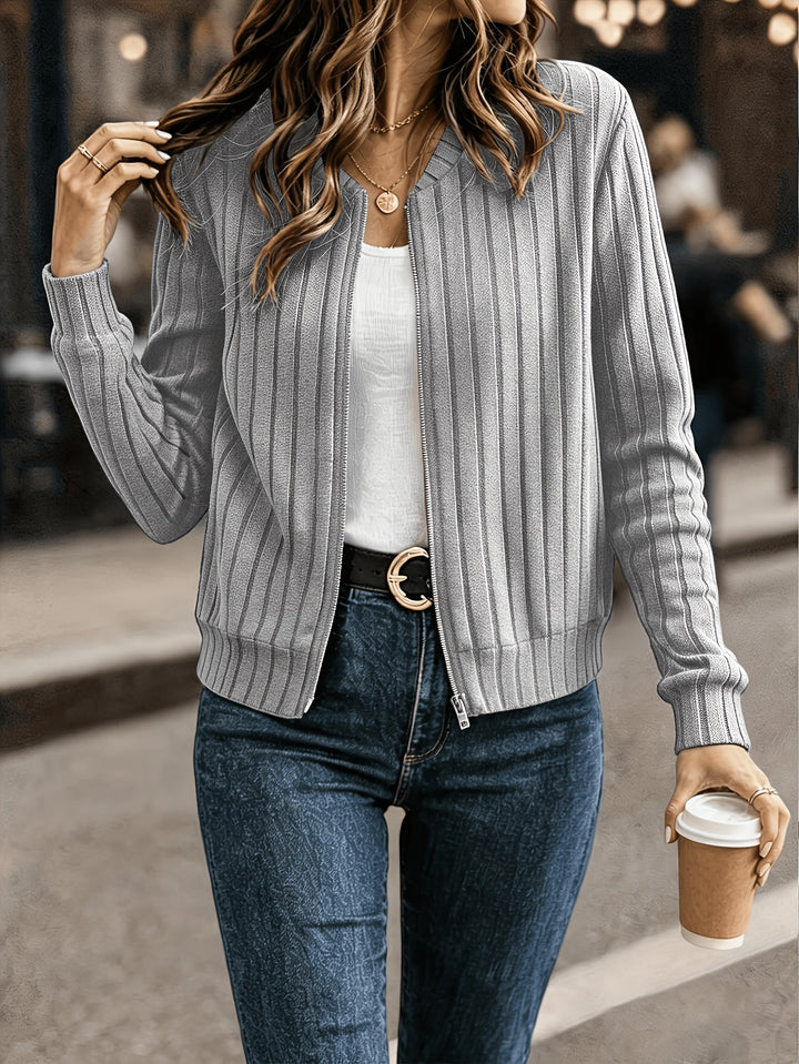 Christine | Gerippte Jacke mit Reißverschluss