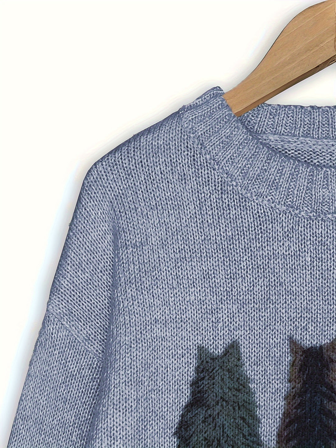 Nicole | Kuscheliger Rundhals-Pullover mit Katzen-Motiv