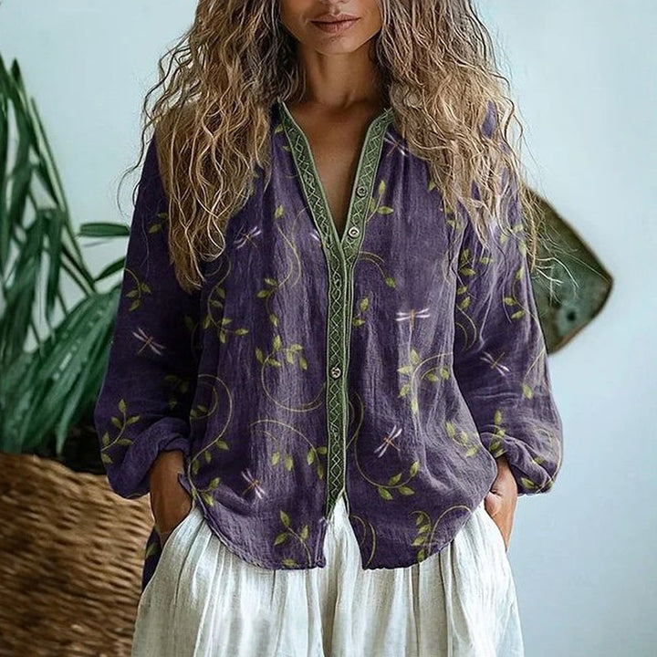 Margarete | Elegante Bluse mit Blättermuster