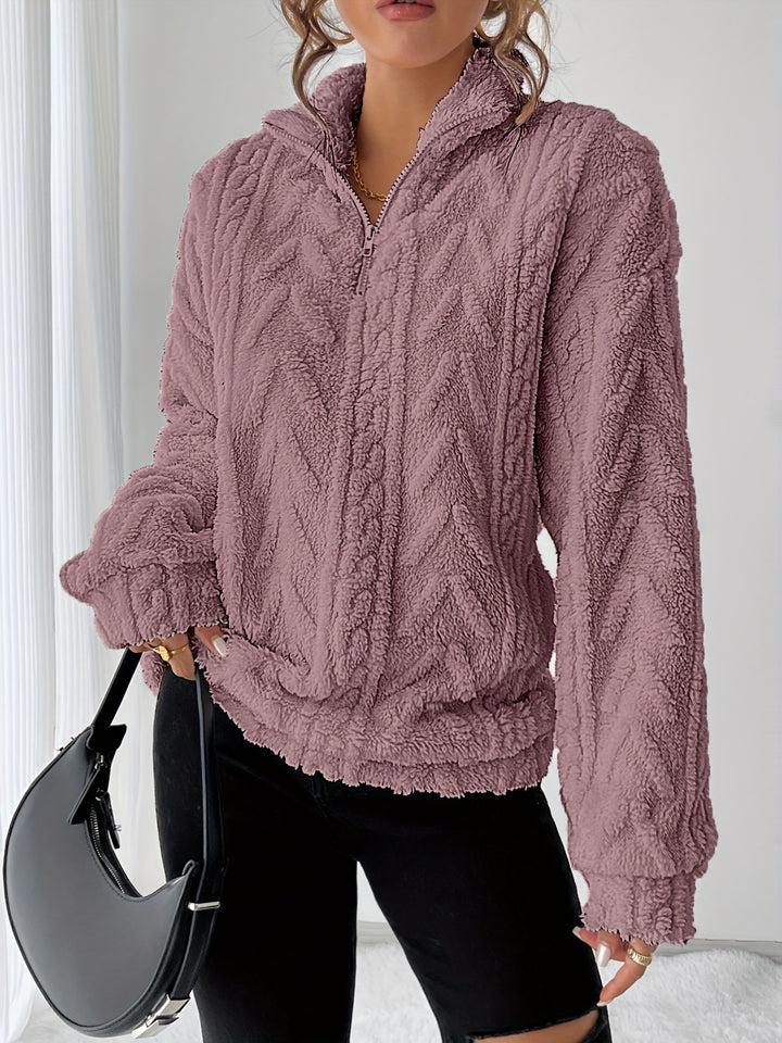 Carolin | Kuschelweicher Struktur-Pullover mit Stehkragen
