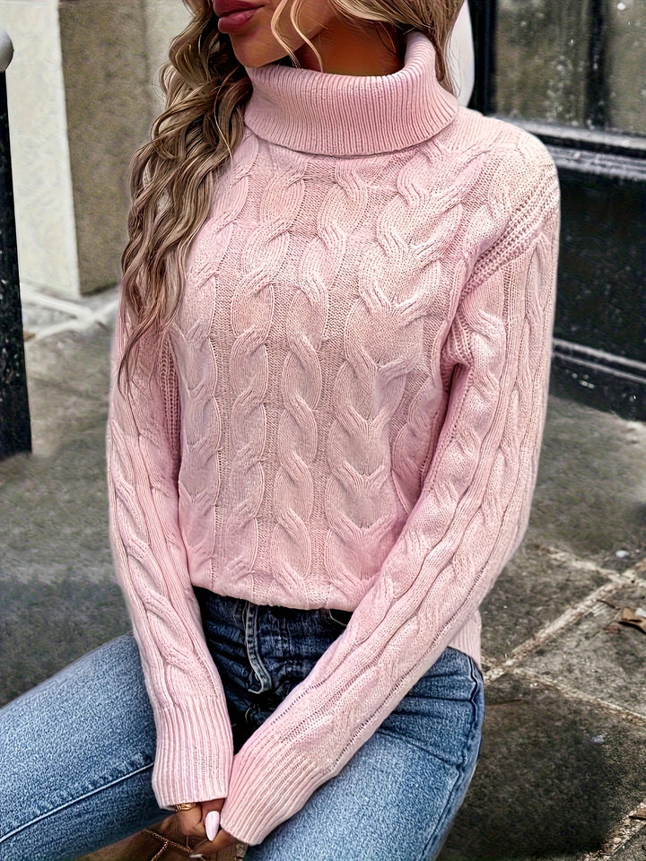 Liane | Weicher Zopfmuster-Pullover mit Rollkragen