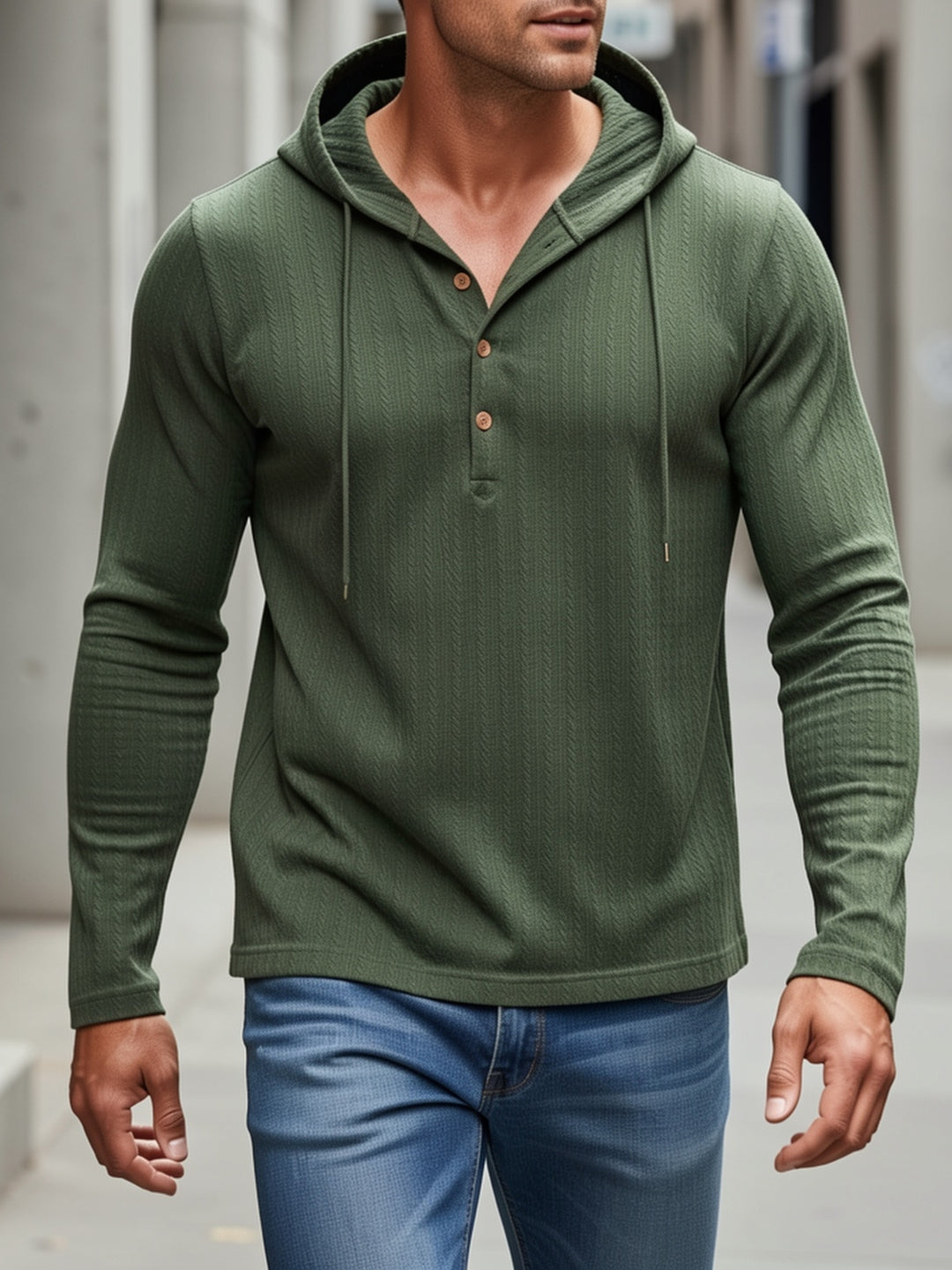 Detlev | Strukturiertes Kapuzenshirt