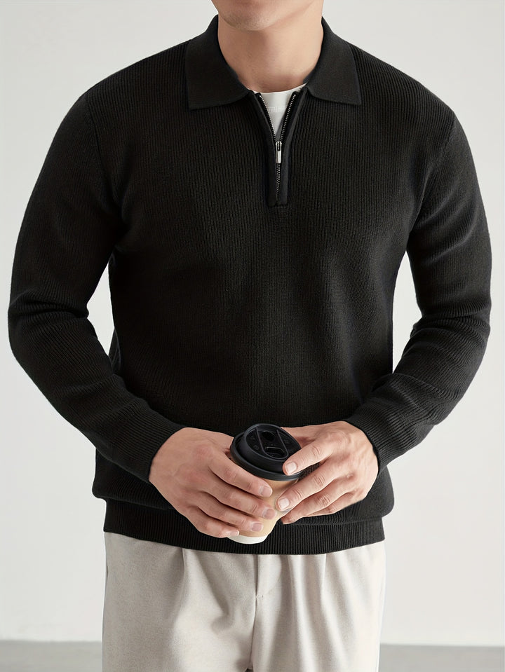 Konstantin | Eleganter Strick-Poloshirt mit Reißverschluss