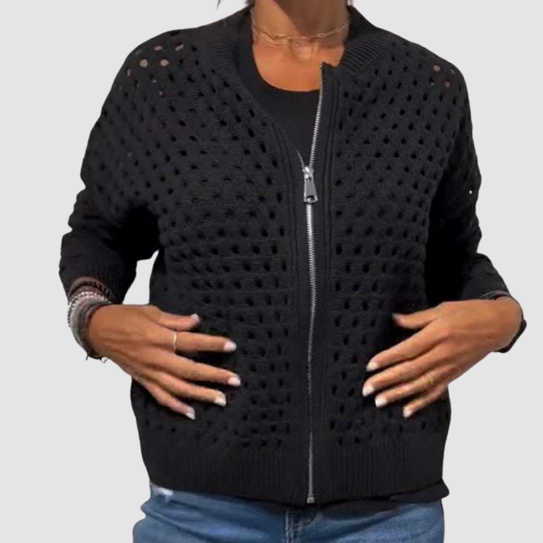 Gerlinde | Luftige Strickjacke mit Reißverschluss