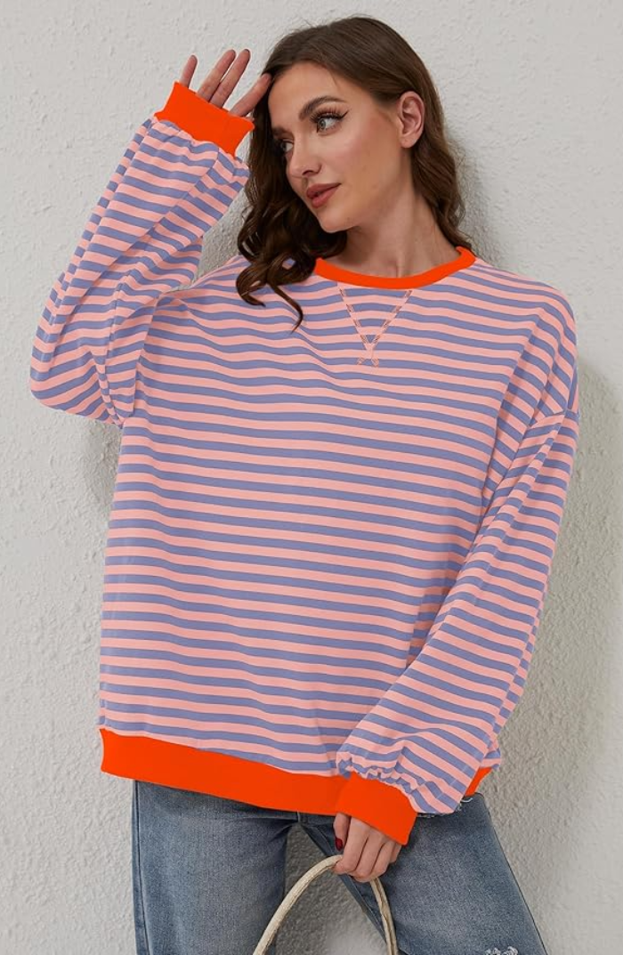 Kirsten | Gestreifter Rundhals-Pullover