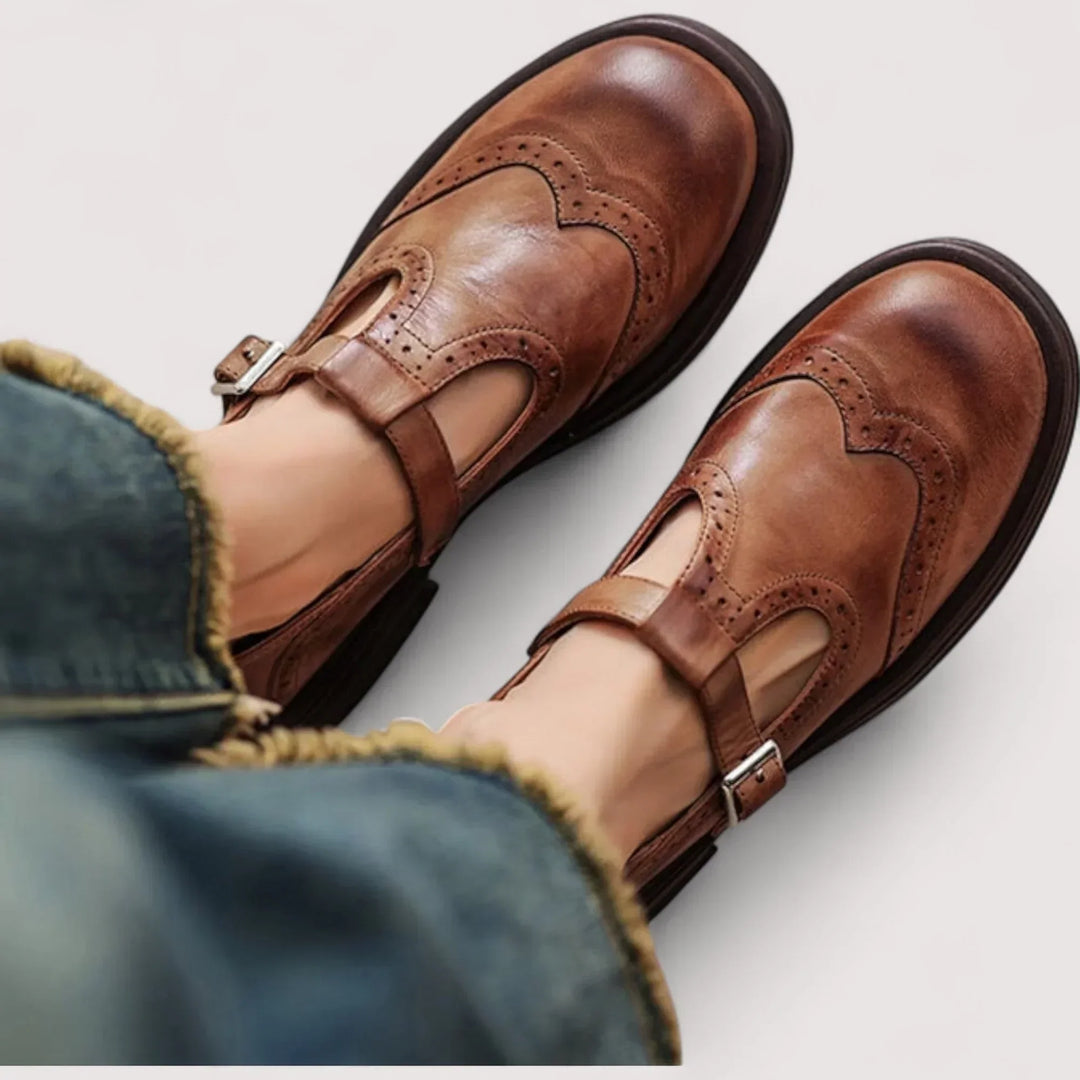 Daniela | Damen Schnallenriemen Rundspitze Schuhe