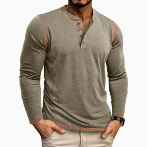 Emmerich | Markantes Henley-Shirt mit Kontrastnähten