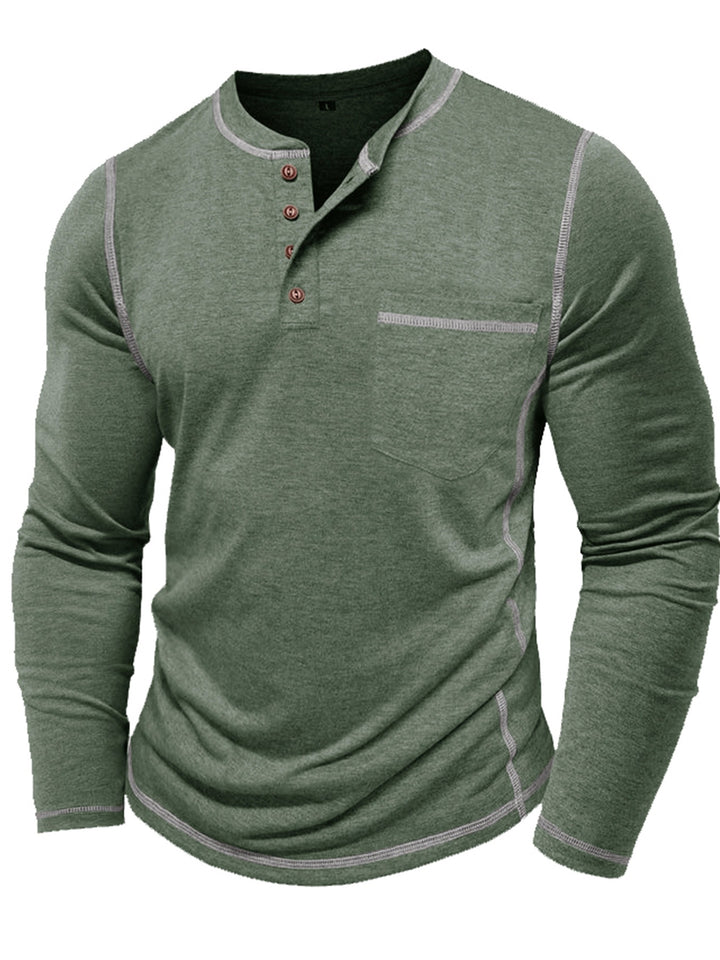 Emmerich | Markantes Henley-Shirt mit Kontrastnähten