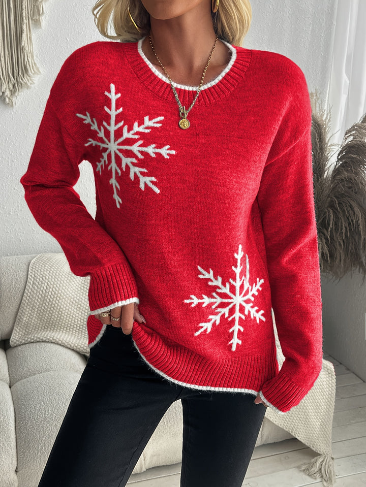 Claudia | Festlicher Schneeflocken-Pullover