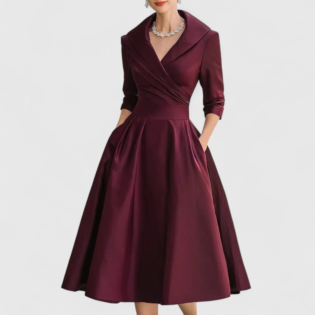 Ingrid | Elegantes Midikleid mit Taillengürtel