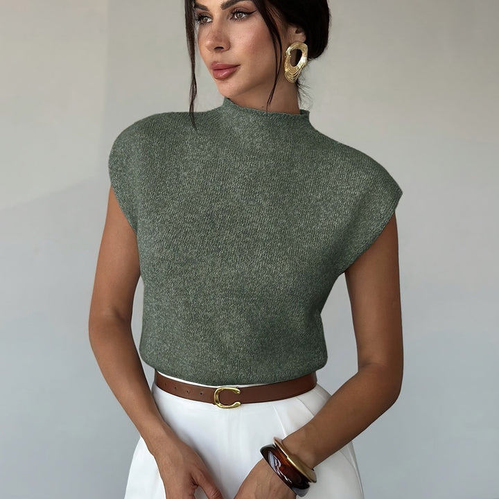 Ute | Elegantes Kurzarm-Top mit Stehkragen