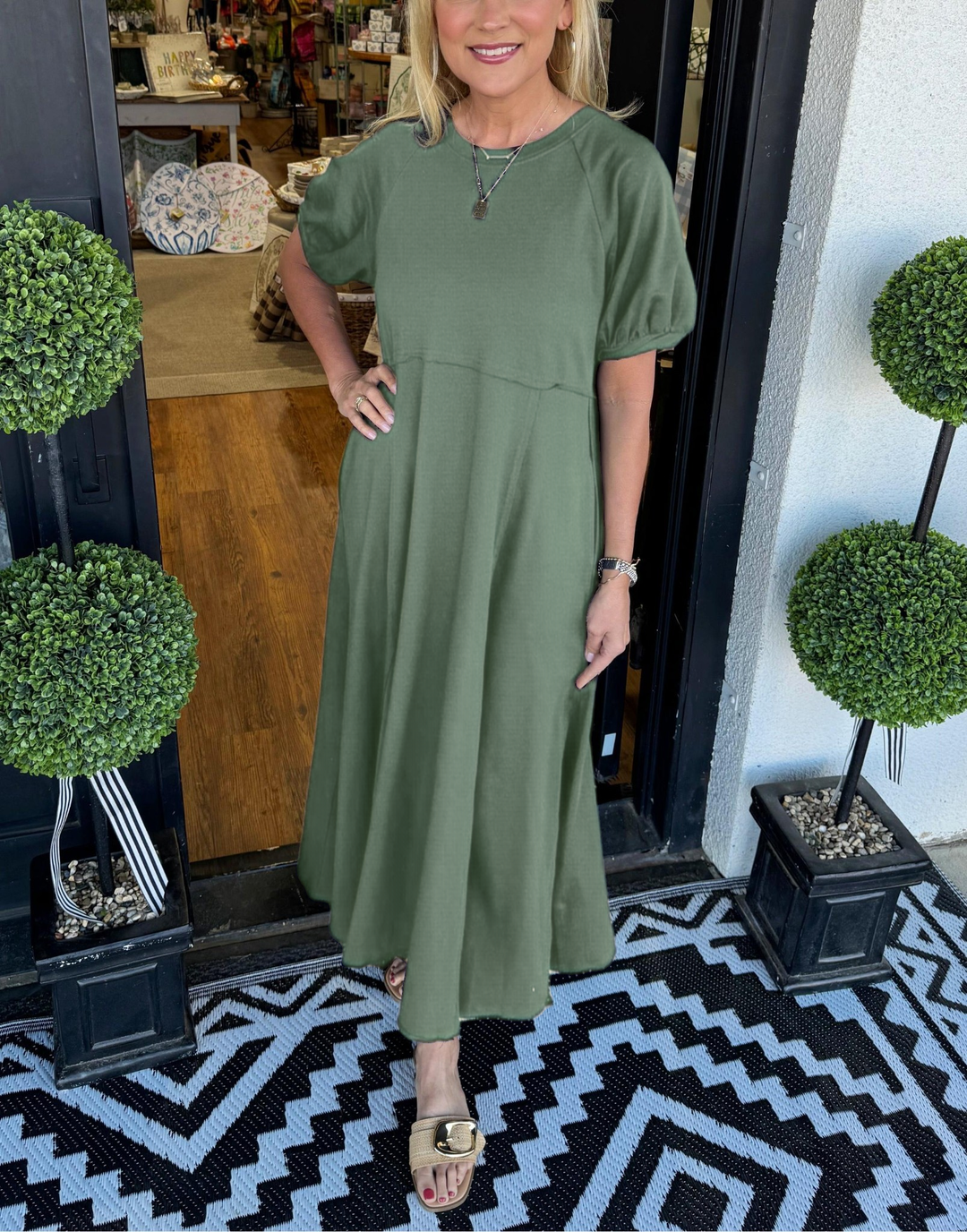 Annegret | Fließendes Puffärmel-Maxikleid