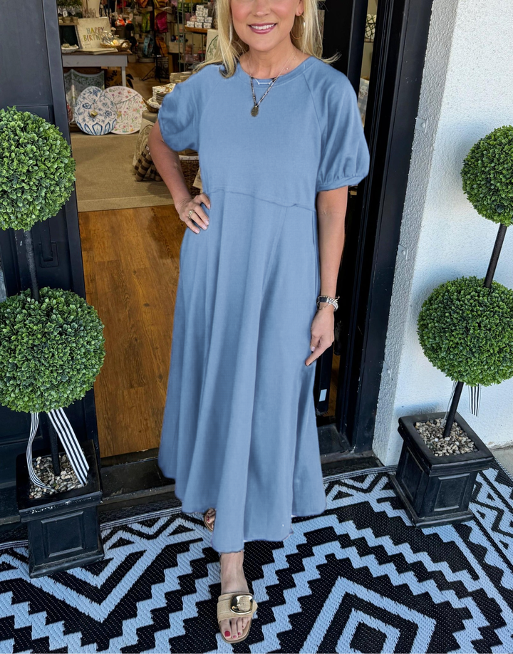 Annegret | Fließendes Puffärmel-Maxikleid