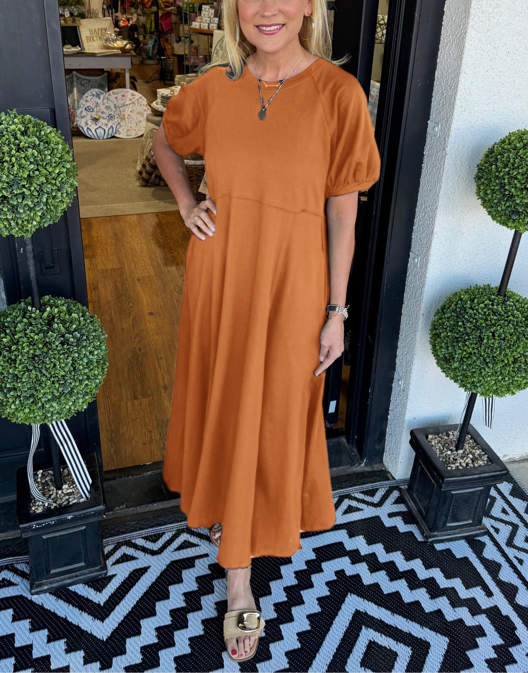 Annegret | Fließendes Puffärmel-Maxikleid