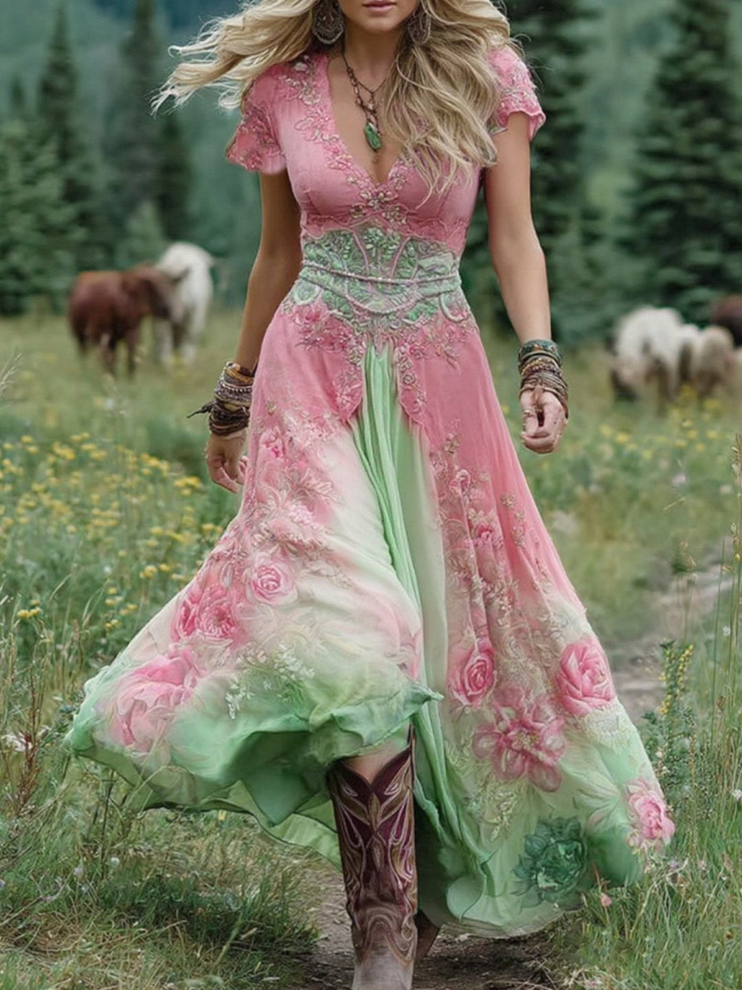 Theresa | Verträumtes Blüten-Maxikleid