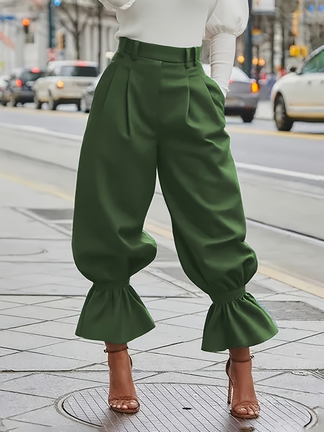 Sigrid | Elegante Weite Hose mit Volantsaum