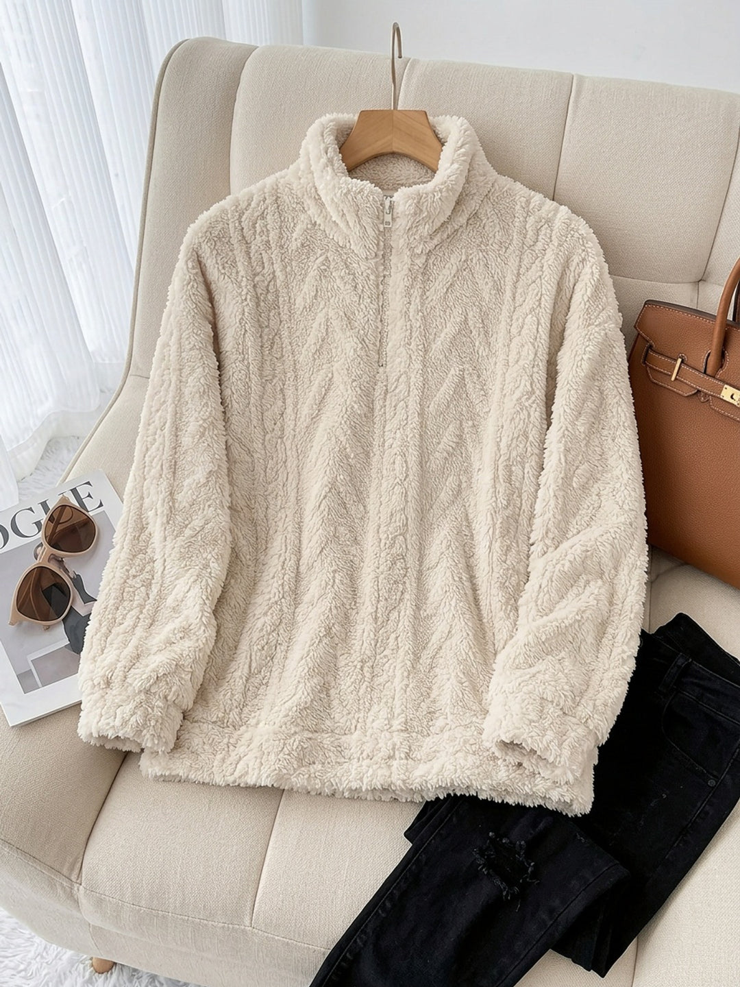 Carolin | Kuschelweicher Struktur-Pullover mit Stehkragen