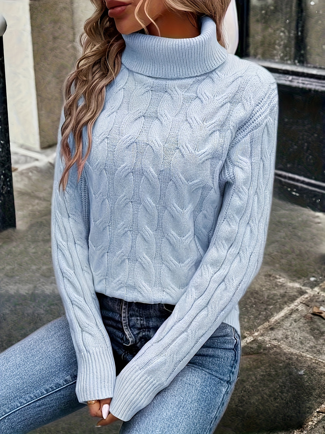 Liane | Weicher Zopfmuster-Pullover mit Rollkragen