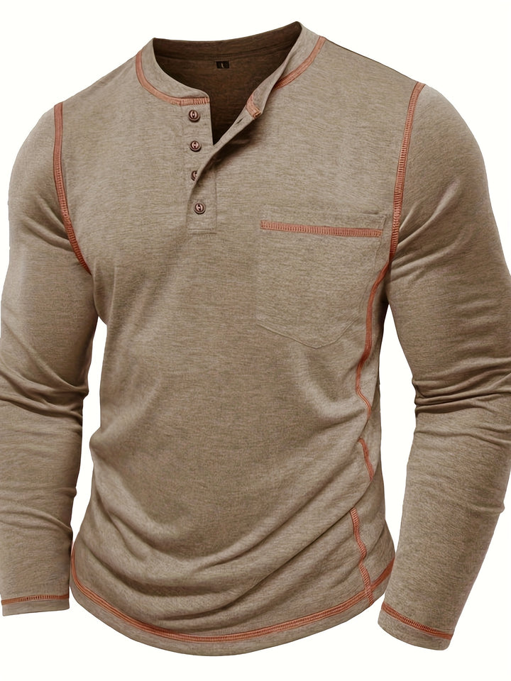 Emmerich | Markantes Henley-Shirt mit Kontrastnähten