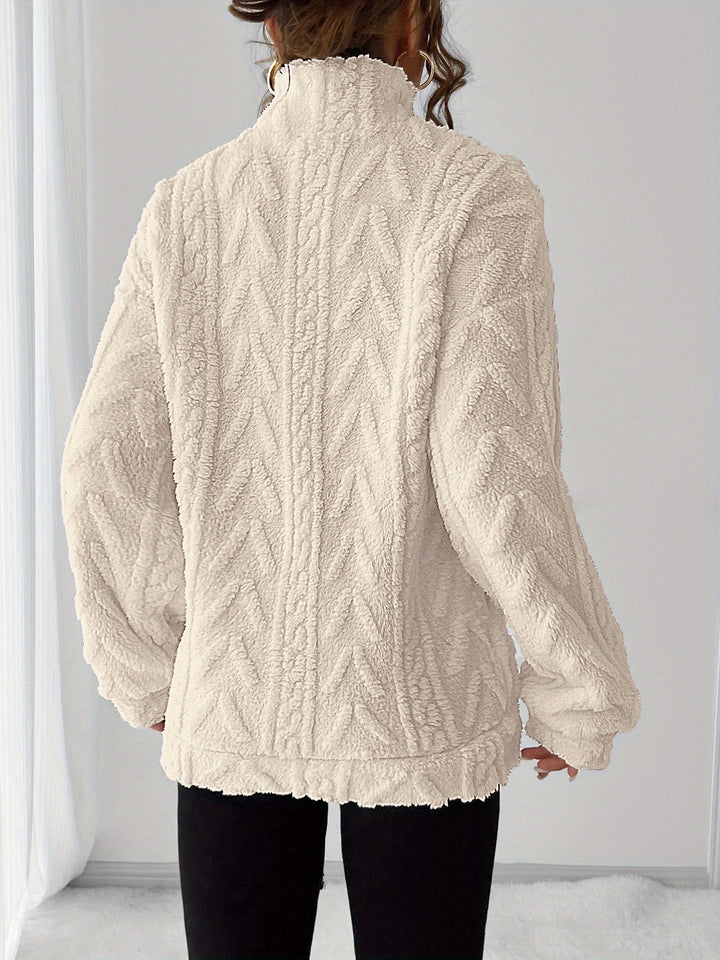 Carolin | Kuschelweicher Struktur-Pullover mit Stehkragen