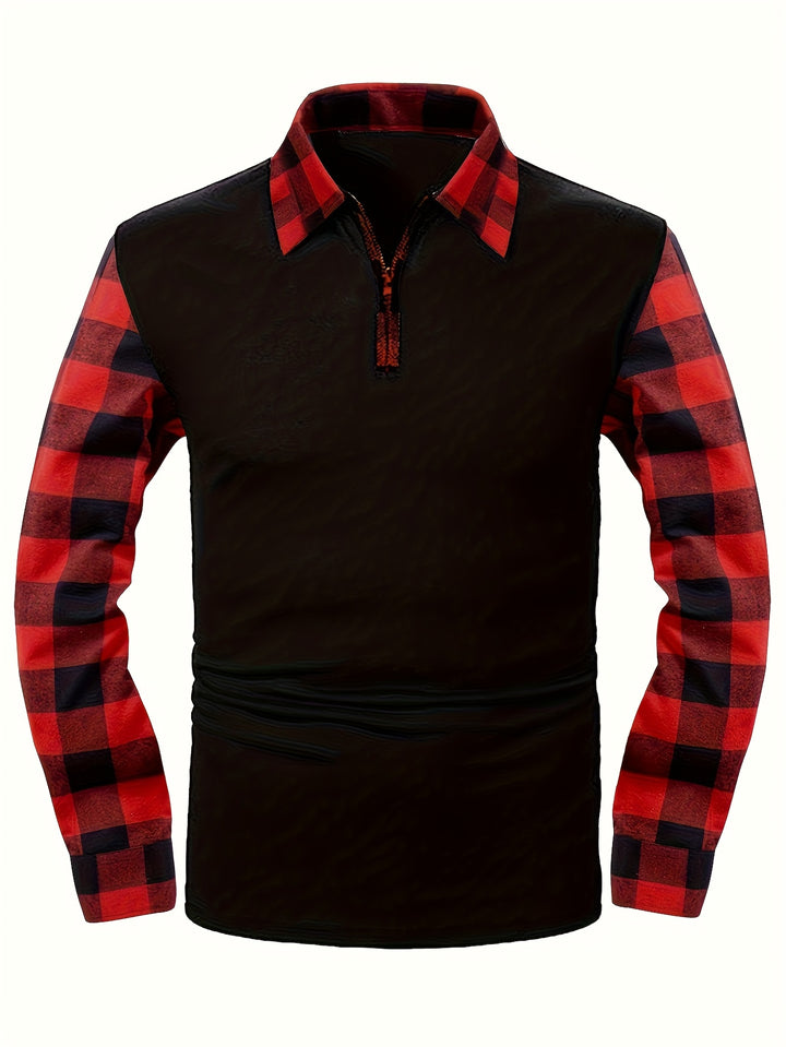 Bertram | Sportliches Karo-Poloshirt mit Half-Zip
