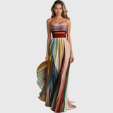 Regine | Damen Trägerlos Mehrfarbig Shorts Maxi Kleid