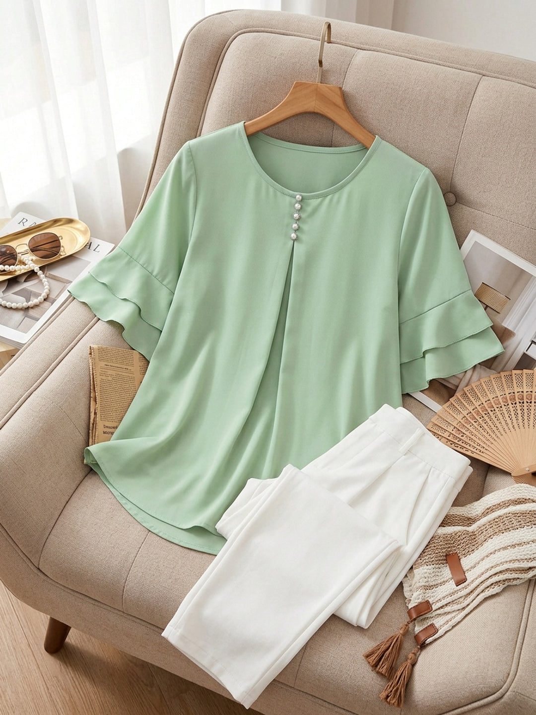 Annette | Elegante Bluse mit Volantärmeln