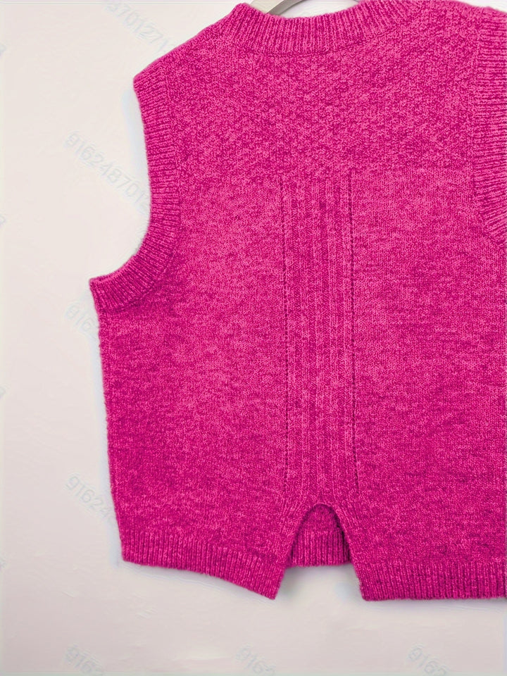 Hilde | Zopfgestrickter Pullunder mit Rundhals