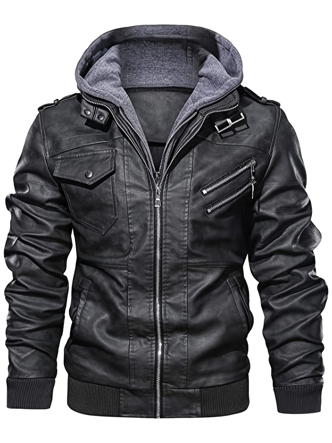 Tobias | Kapuzen-Bikerjacke im Vintage-Stil