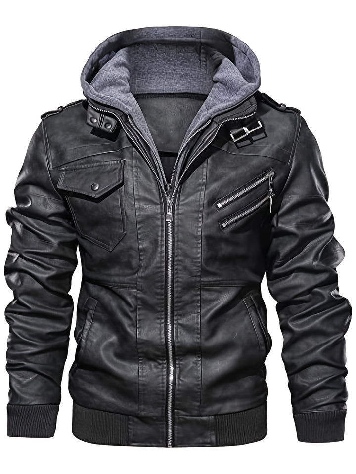 Tobias | Kapuzen-Bikerjacke im Vintage-Stil