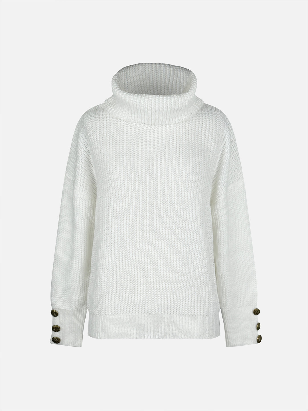 Elisa | Kuscheliger Rollkragen-Pullover mit Zierknöpfen