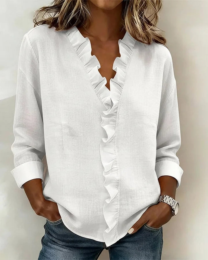 Wilma | Elegante Bluse mit Volant-Ausschnitt